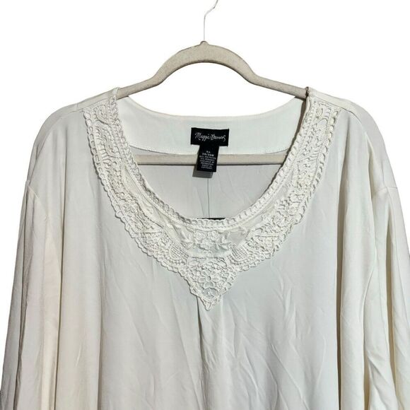 Maggie Barnes Tunic Top Womens 5X 34 36W Ivory Stretch Blouse Ladies - Picture 2 of 8